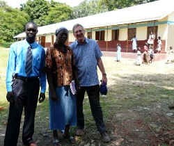 The Headteacher (left) of the new Mongo School, with Deputy Headteacher Eva Lily Henry, who wrote a letter of appreciation to CMS, and John Spens, CMS mission partner.
